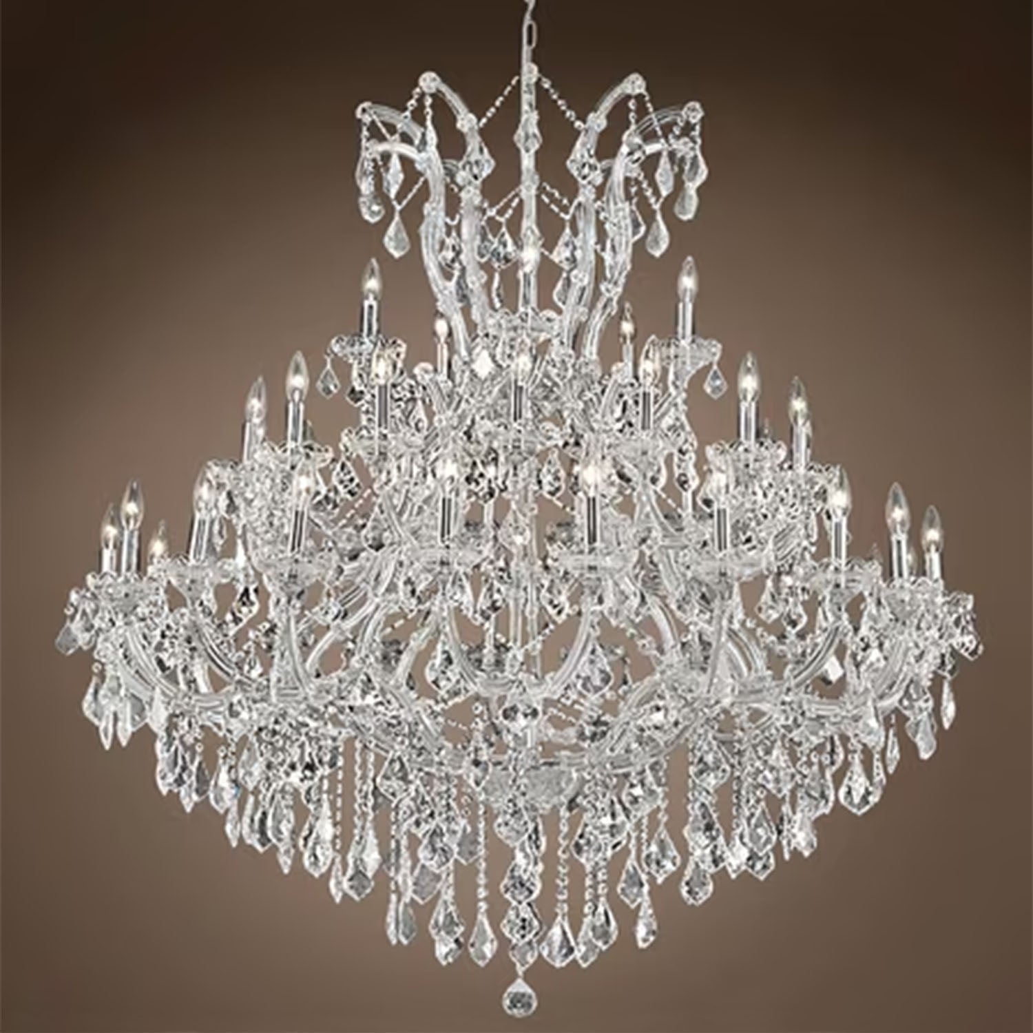 Oversized European Chrome Classic Candle Branch Crystal Chandelier for 2-Story/Duplex Buildings-MEET LIGHTING