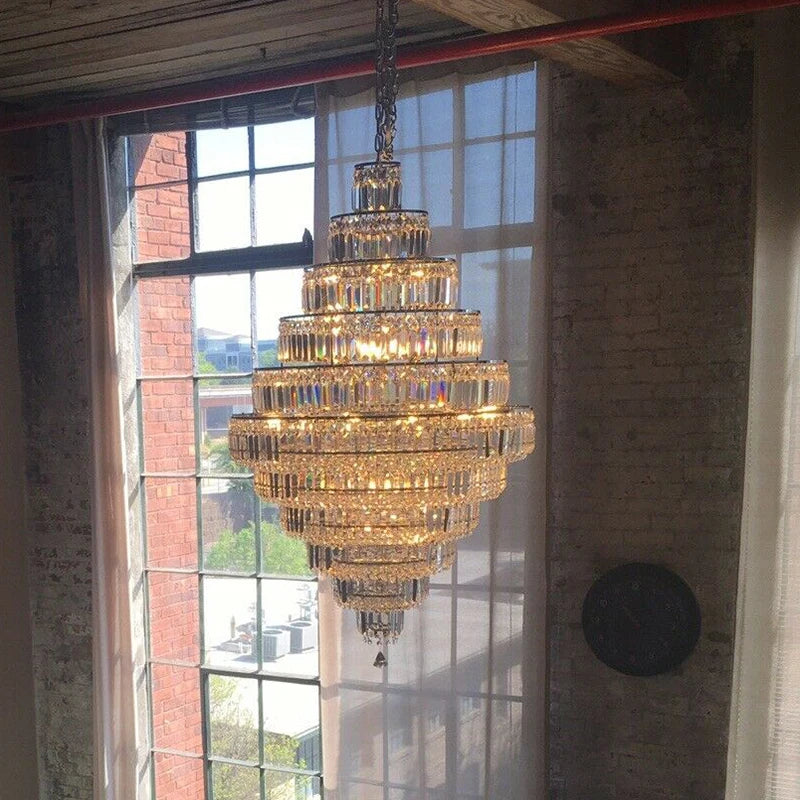 Chrome/ Silver/ Gold Extra Large Chandelier For Foyer Living Room Staircase Crystal Ceiling Lighting Fixture-MEET LIGHTING