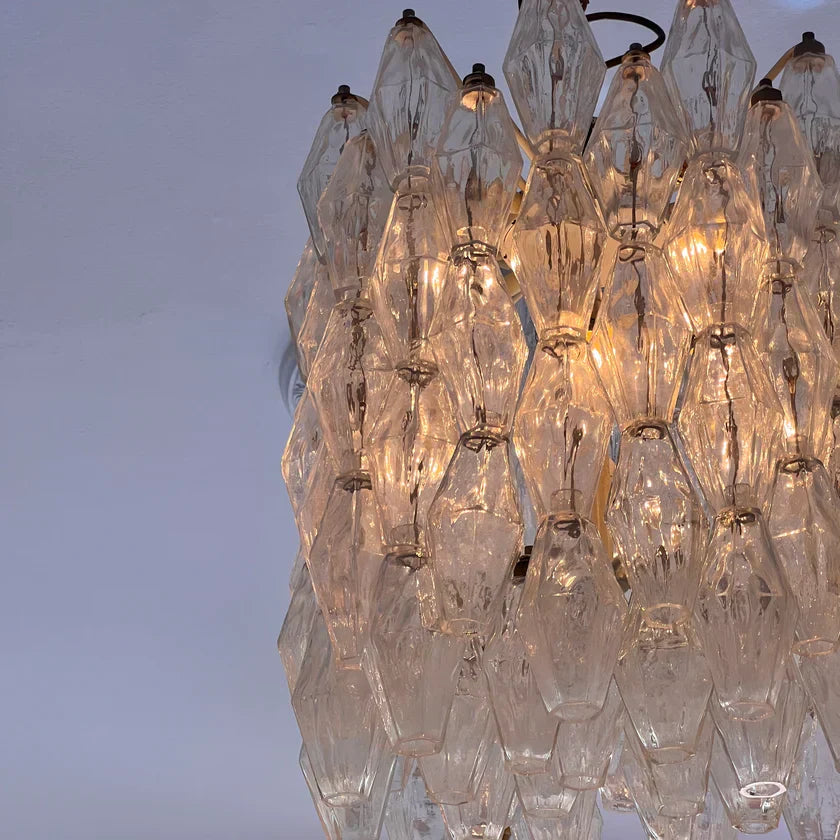 Murano Poliedri Clear Glass Chandelier