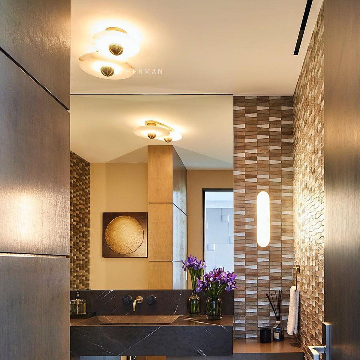 Median Alabaster Flush mount - 2 Surface by Meetlighting