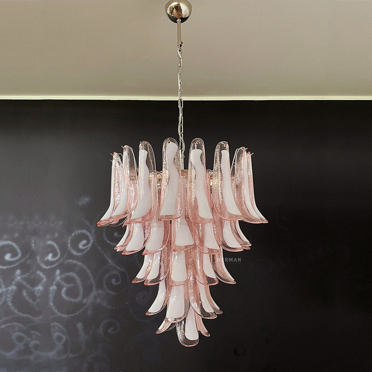 Murano Chandelier – 52 petals – Pink