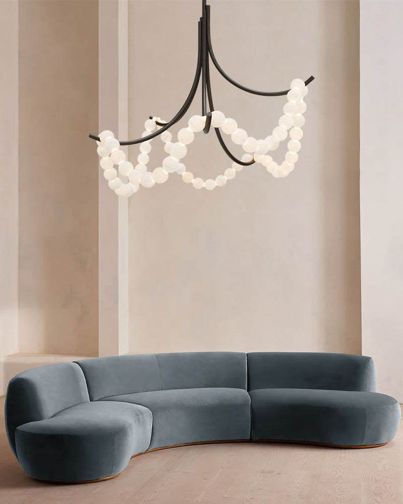 Cluster String Alabaster Beads Semi Flush Chandelier by Meetlighting