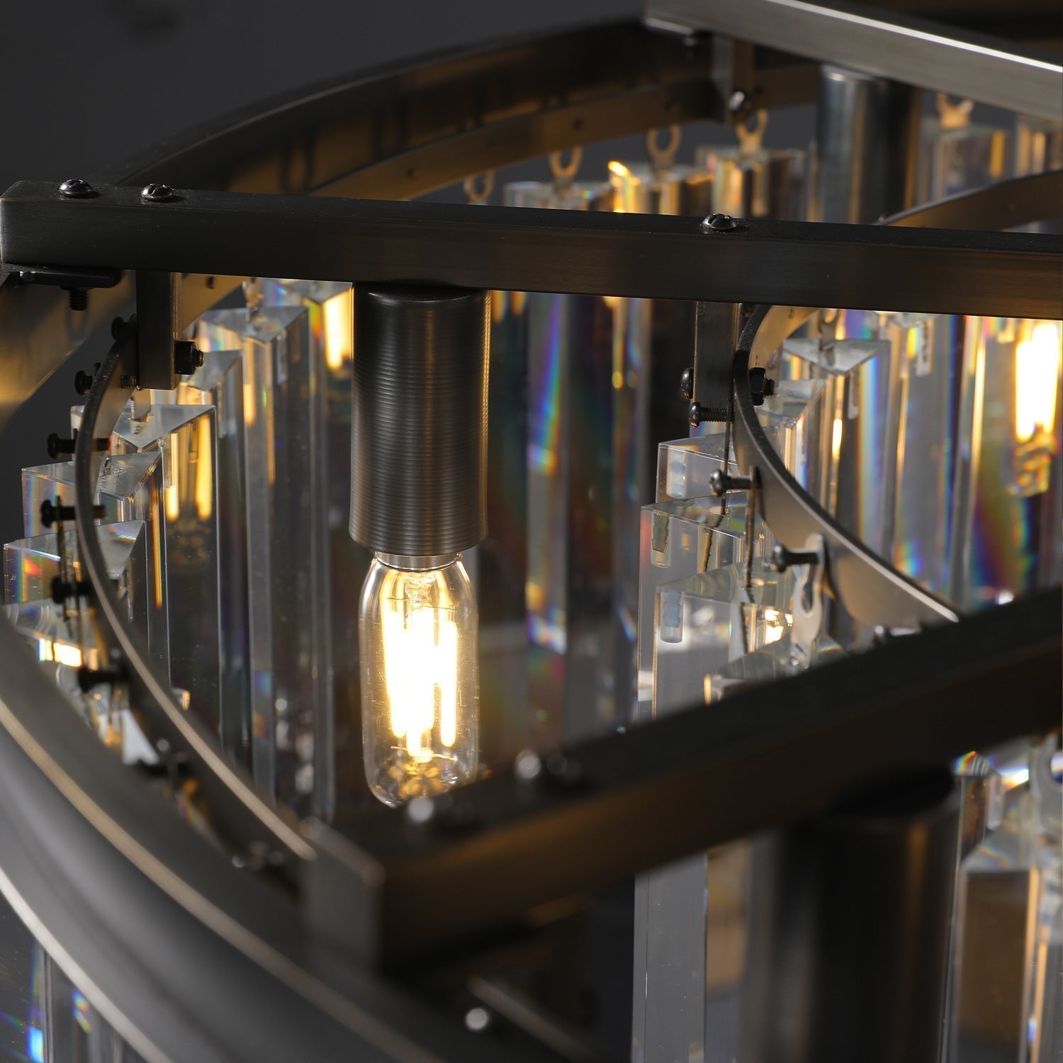 Rhys Round Chandelier 32" ,Crystal Prism