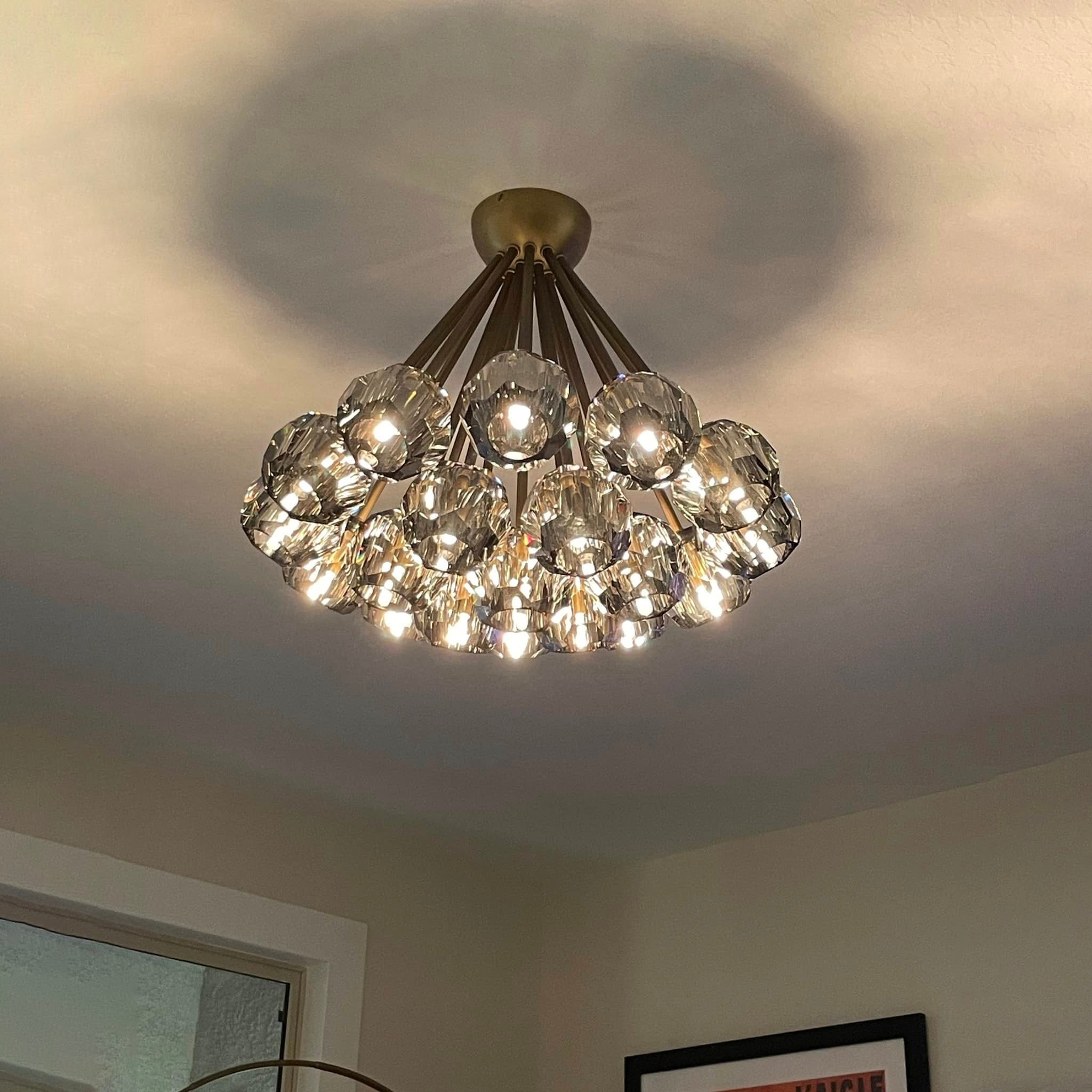 Lumerae 24 Inch Sputnik Globe Smoked Crystal Ceiling Chandelier