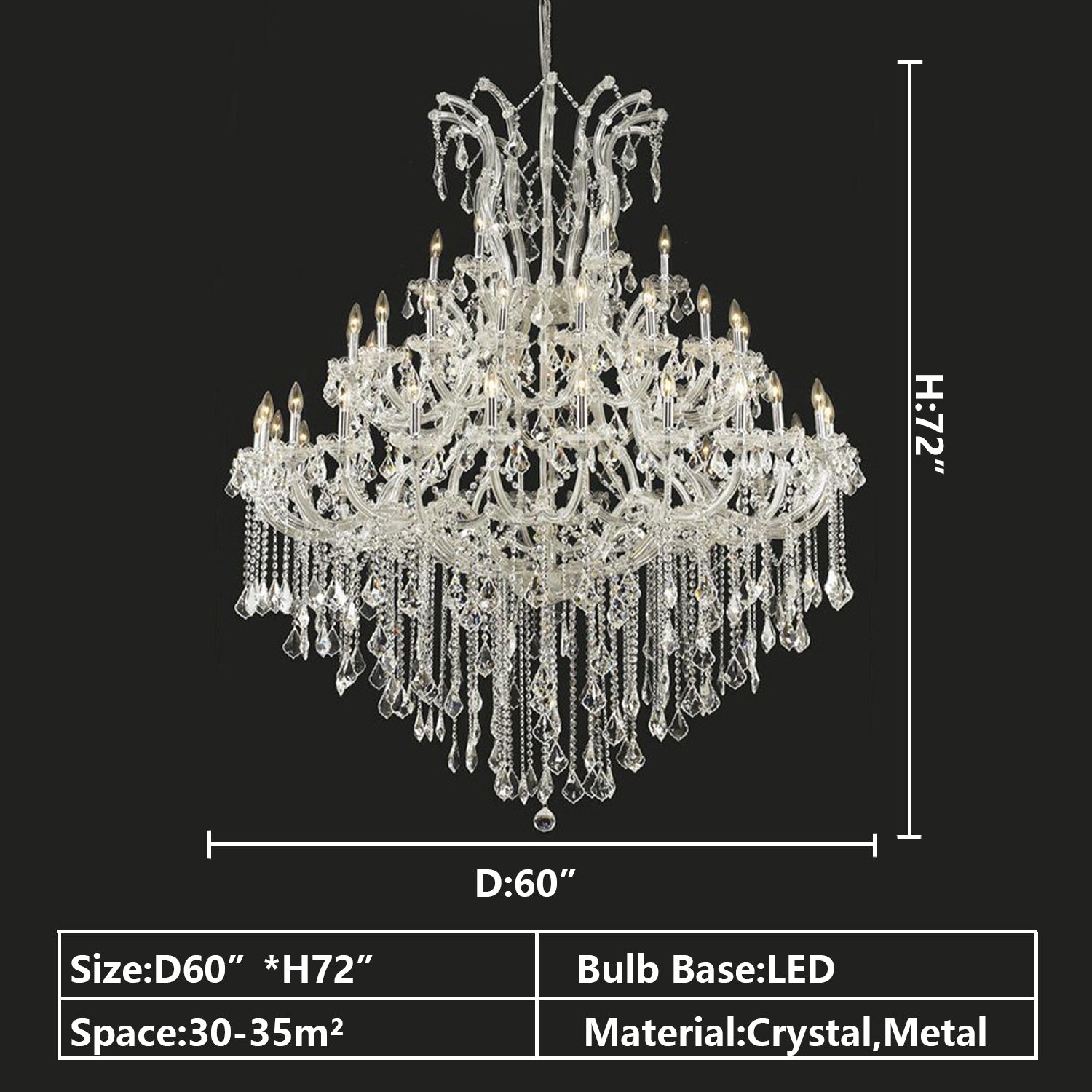 Oversized European Chrome Classic Candle Branch Crystal Chandelier for 2-Story/Duplex Buildings-MEET LIGHTING