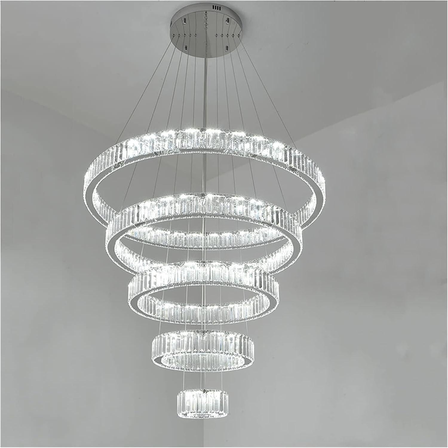 Modern Front Entryway Chandelier 3/4/5/6/7 Rings Crystal Gold/ Chrome Finish Ceiling Lamp-MEET LIGHTING