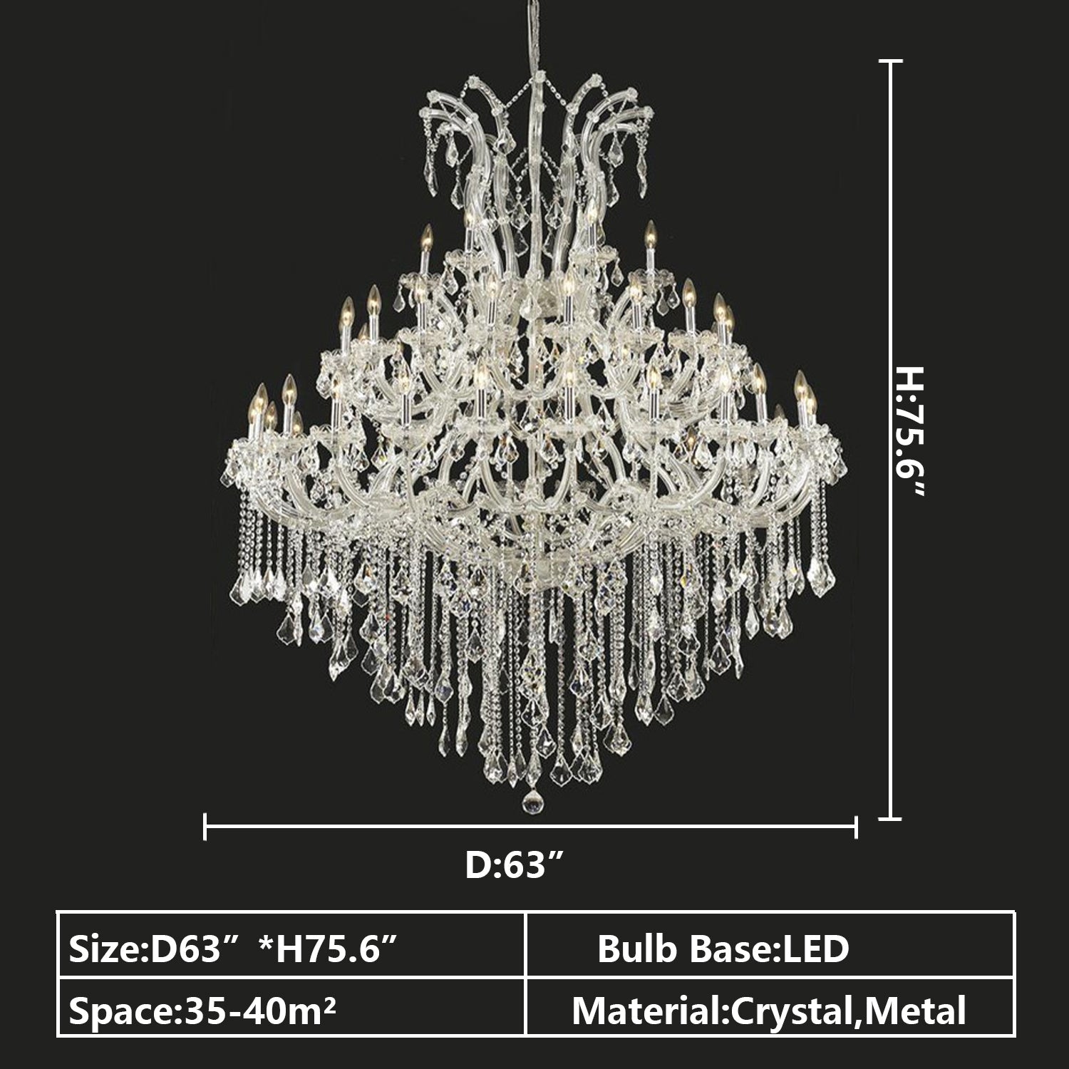 Oversized European Chrome Classic Candle Branch Crystal Chandelier for 2-Story/Duplex Buildings-MEET LIGHTING