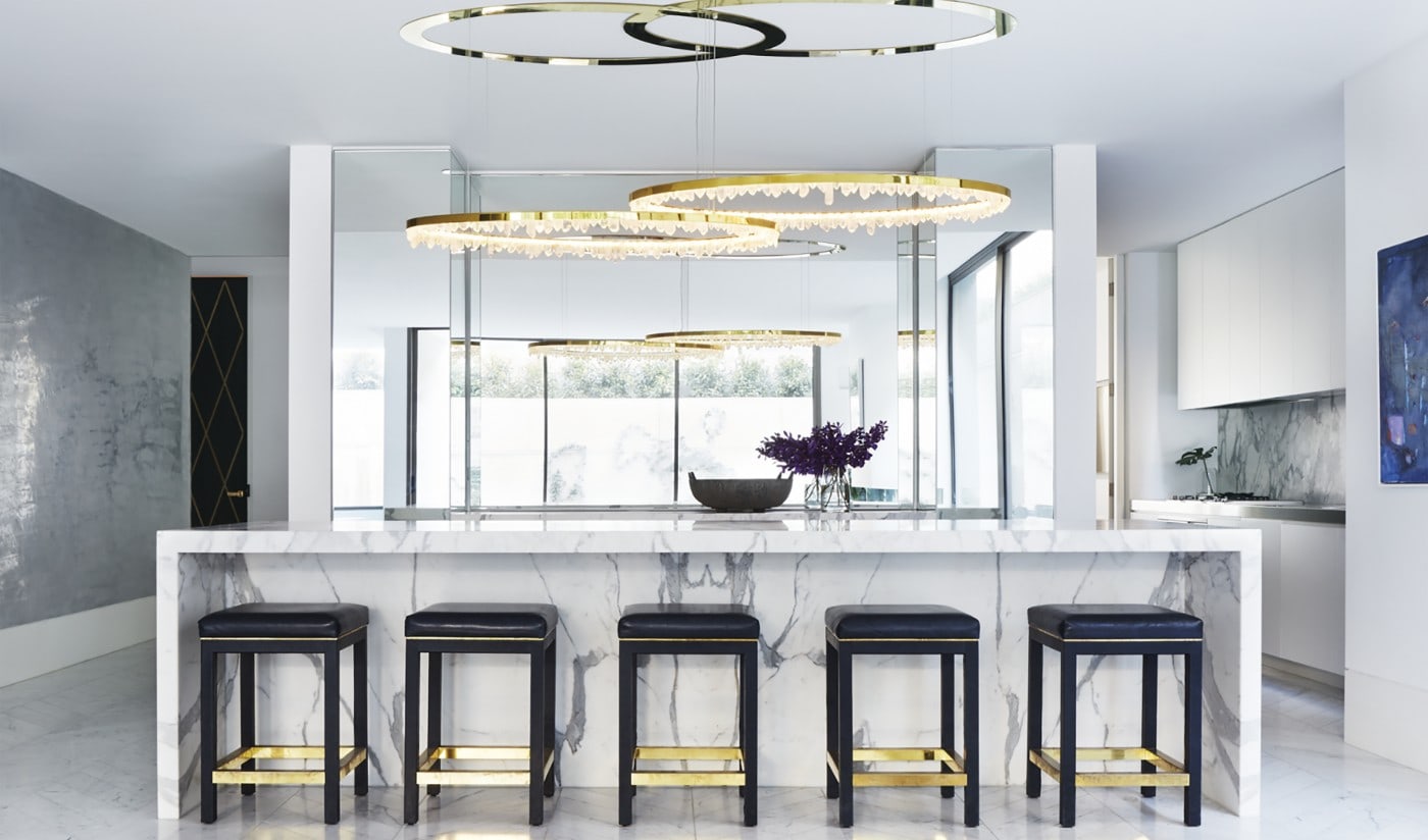 36 Inch Round Modern Chandelier Brass & Clear Geode Quartz Crystal Hanging Light by Meetlighting