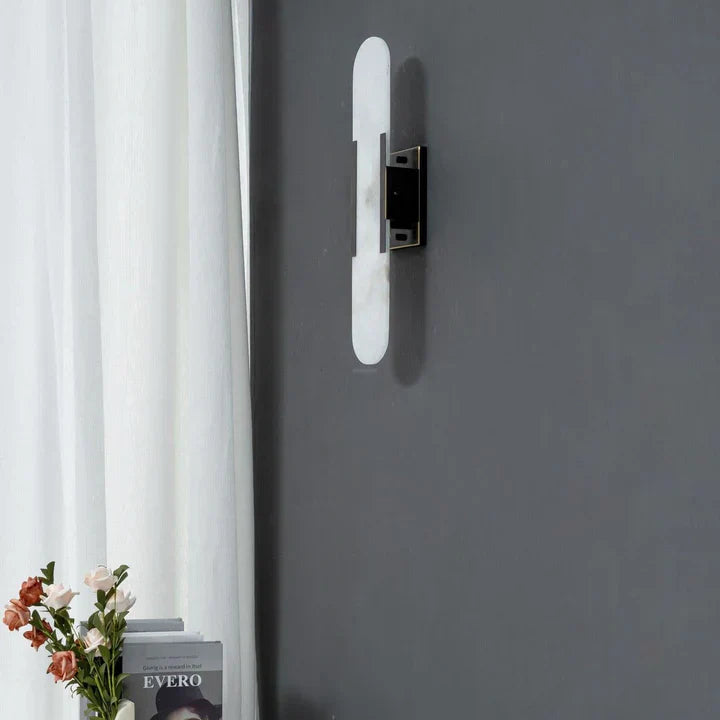Modern Melange Elongated Alabaster Linear Wall Sconce
