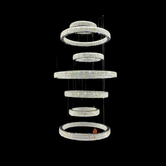 New Modern Light Luxury Oversized Multi-tiered Rings Crystal Chandelier for Staircase/Duplex/High-ceiling Space-MEET LIGHTING