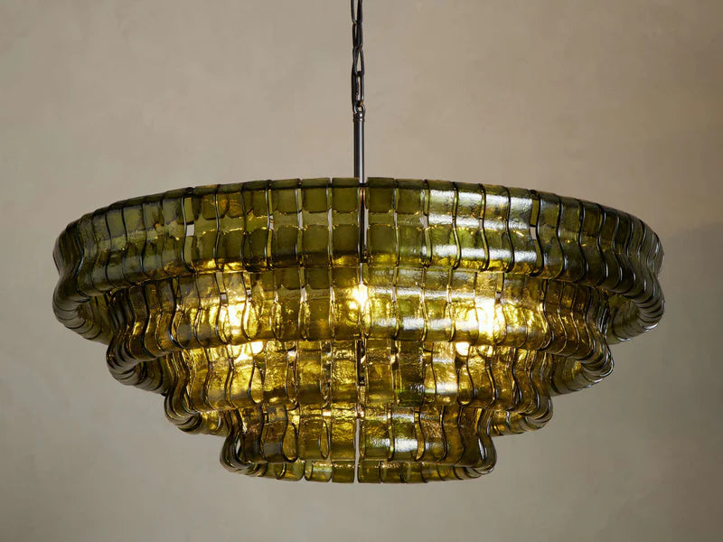 Art Glass Ghiaccio Round Chandelier 36" 48" 60"