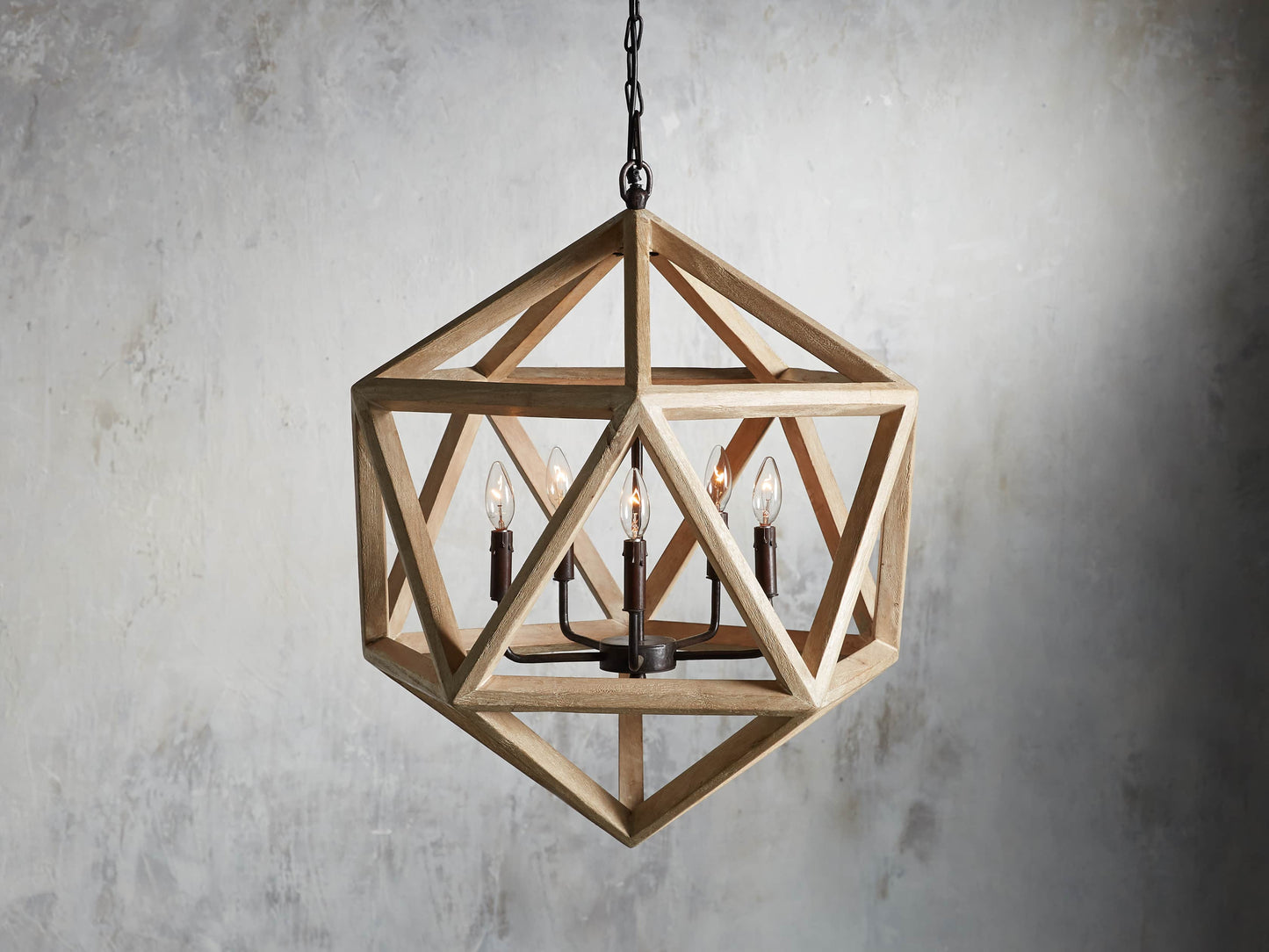 Wooden Geode Chandelier in Natural