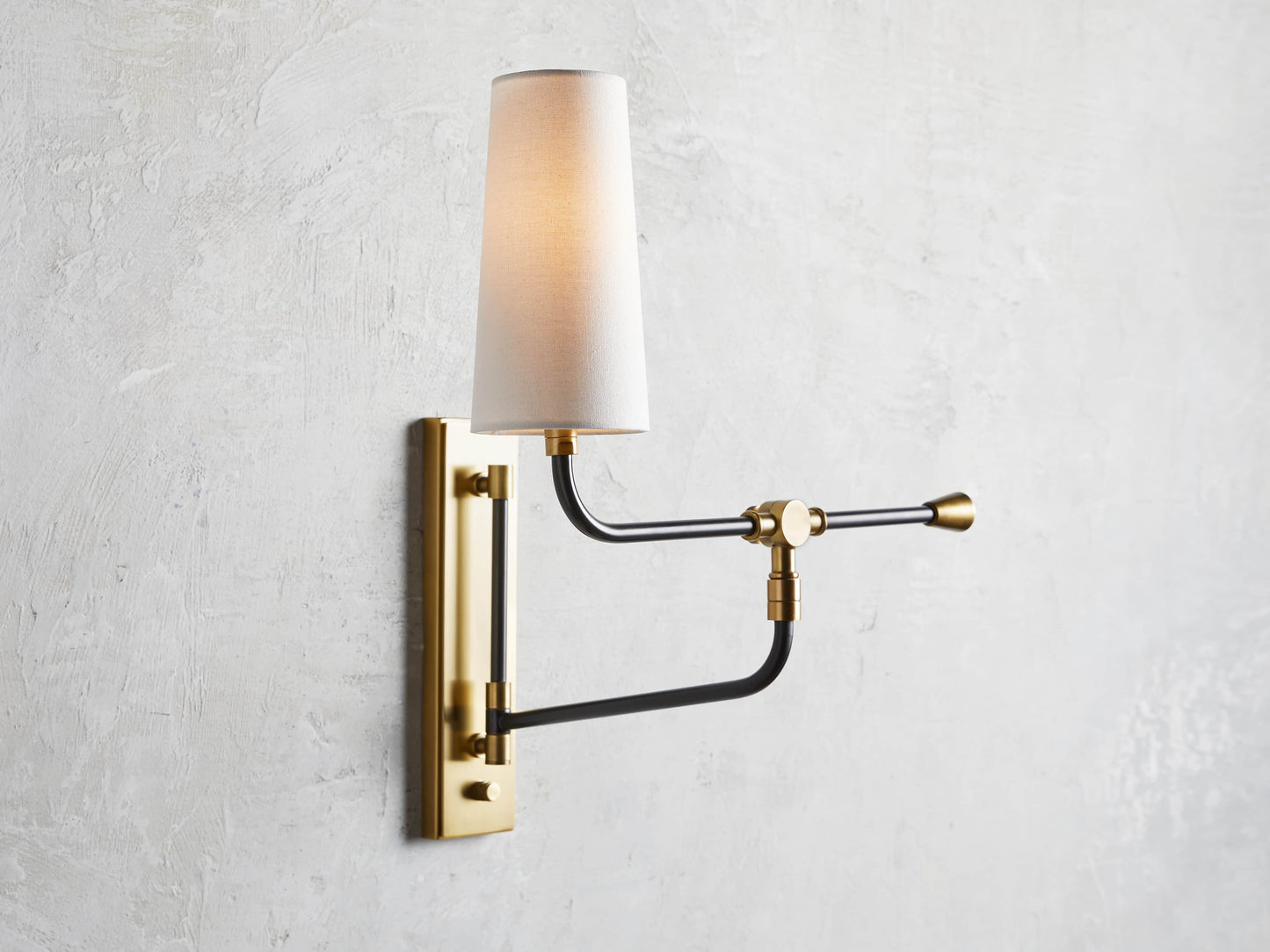 Lennon Swing-Arm Wall Sconce with White Shade