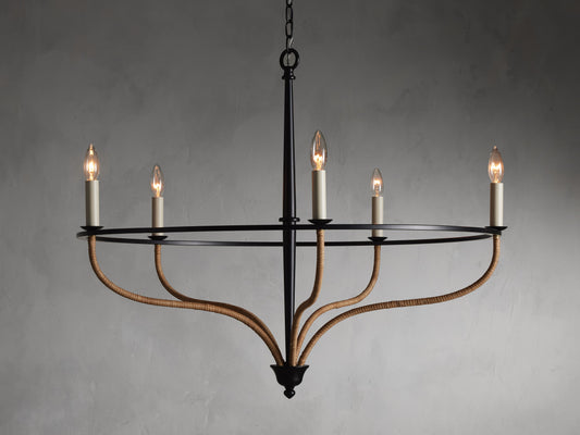 Rosalind Rattan Chandelier in Black