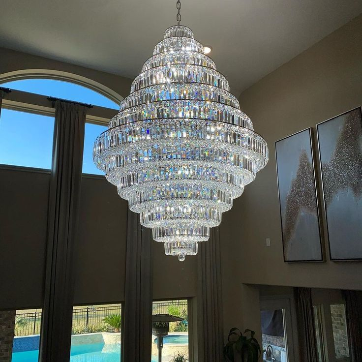 Chrome/ Silver/ Gold Extra Large Chandelier For Foyer Living Room Staircase Crystal Ceiling Lighting Fixture-MEET LIGHTING