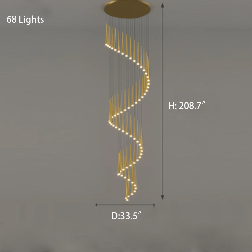 Minimalism Black Metal Ceiling Pendant Lighting Fixture For Staircase in Gold/ Black Finish