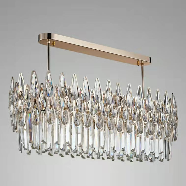 Modern Round/Rectangular Raindrop Crystal Chandelier for Low-ceiling-MEET LIGHTING