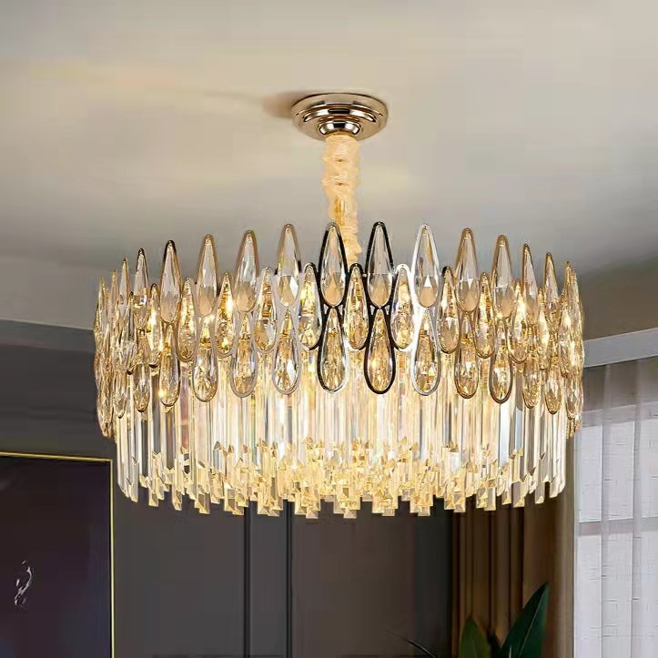 Modern Round/Rectangular Raindrop Crystal Chandelier for Low-ceiling-MEET LIGHTING