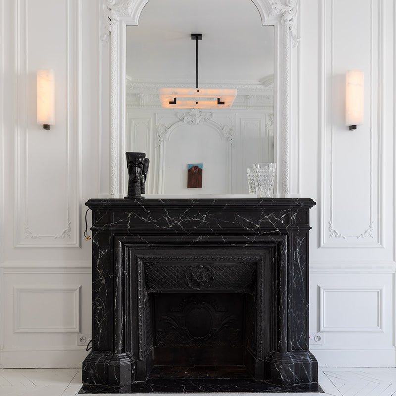 Amelia Square Alabaster Living Room Chandelier