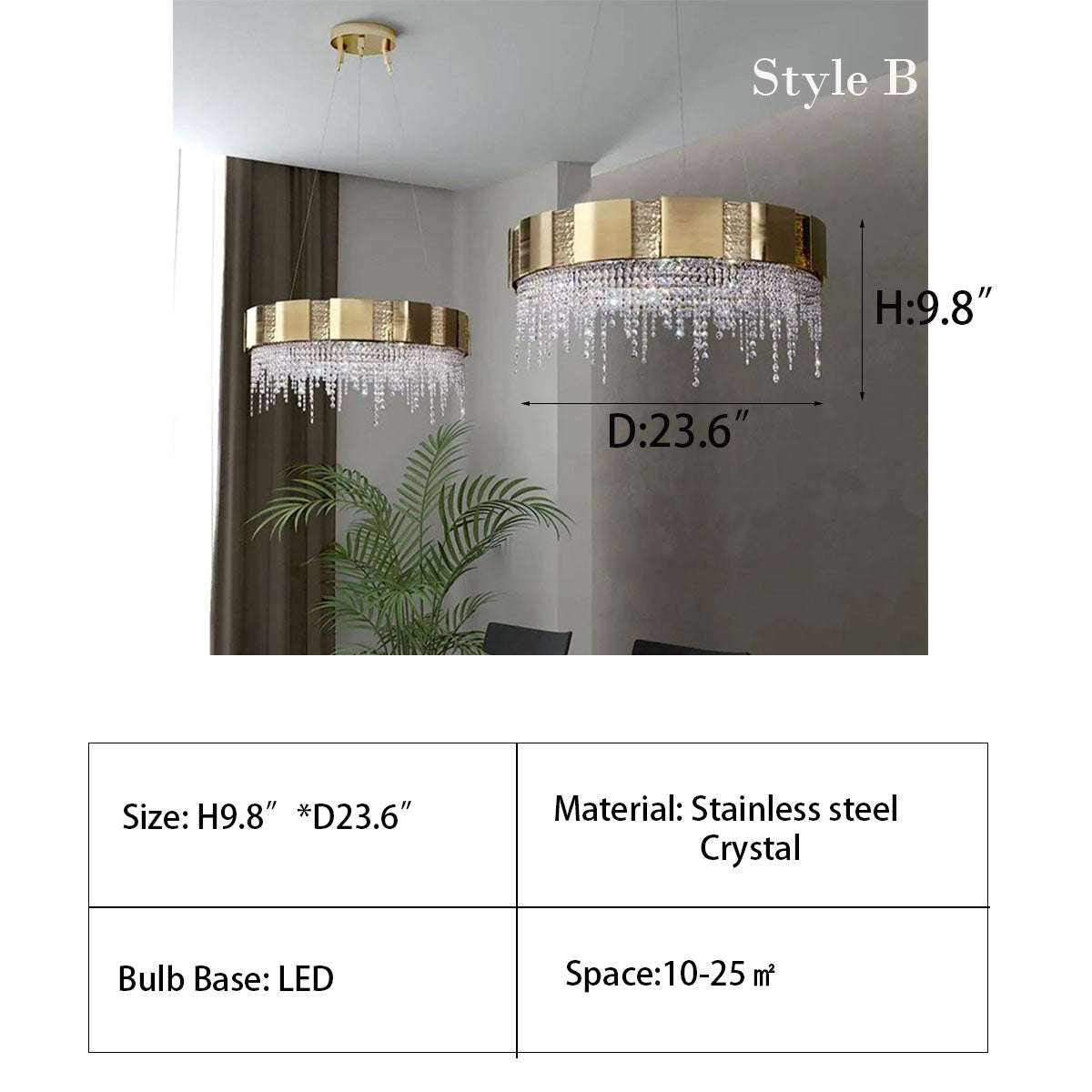 Post-modern Light Luxury Oval/Round Tiered Tassel Crystal Chandelier in Gold Finish for Living/Dining Room-MEET LIGHTING