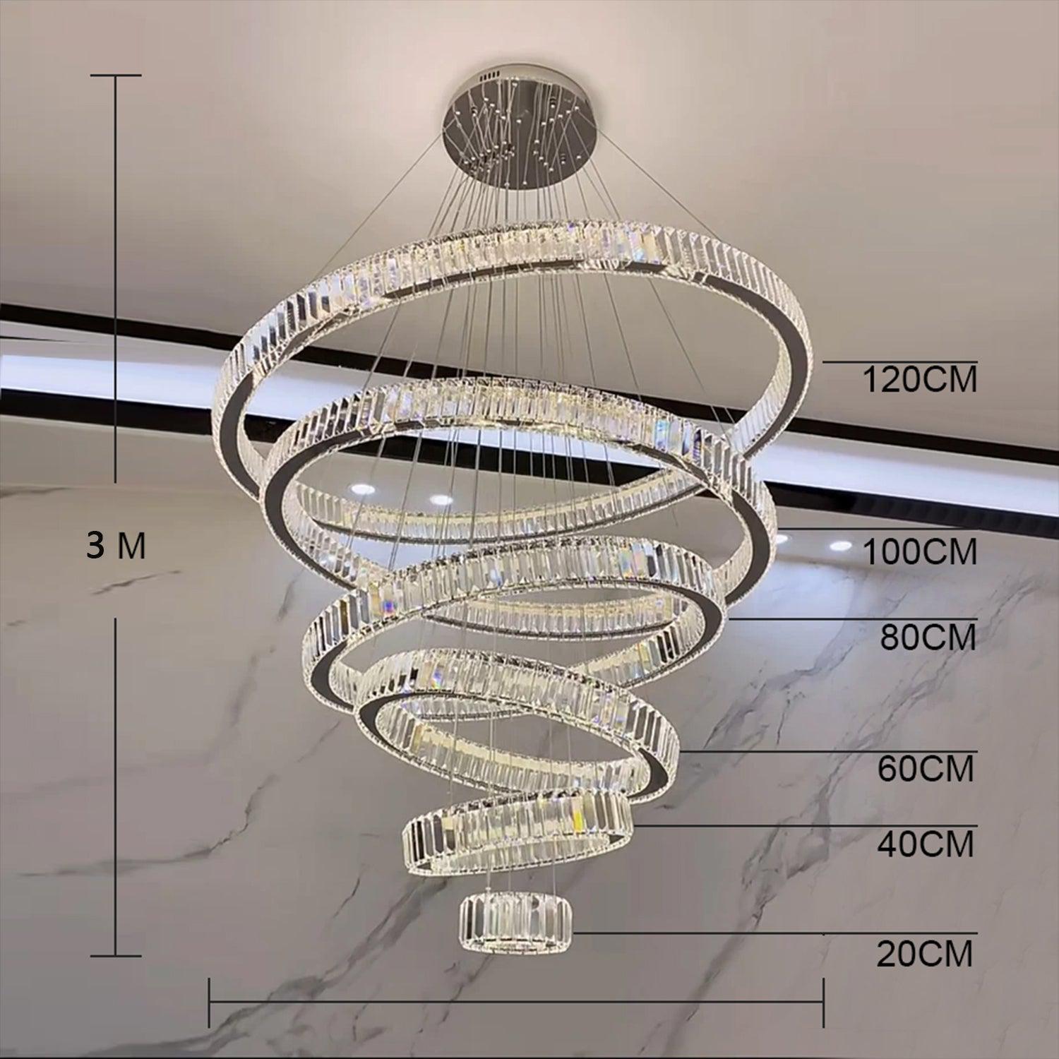 Modern Front Entryway Chandelier 3/4/5/6/7 Rings Crystal Gold/ Chrome Finish Ceiling Lamp-MEET LIGHTING