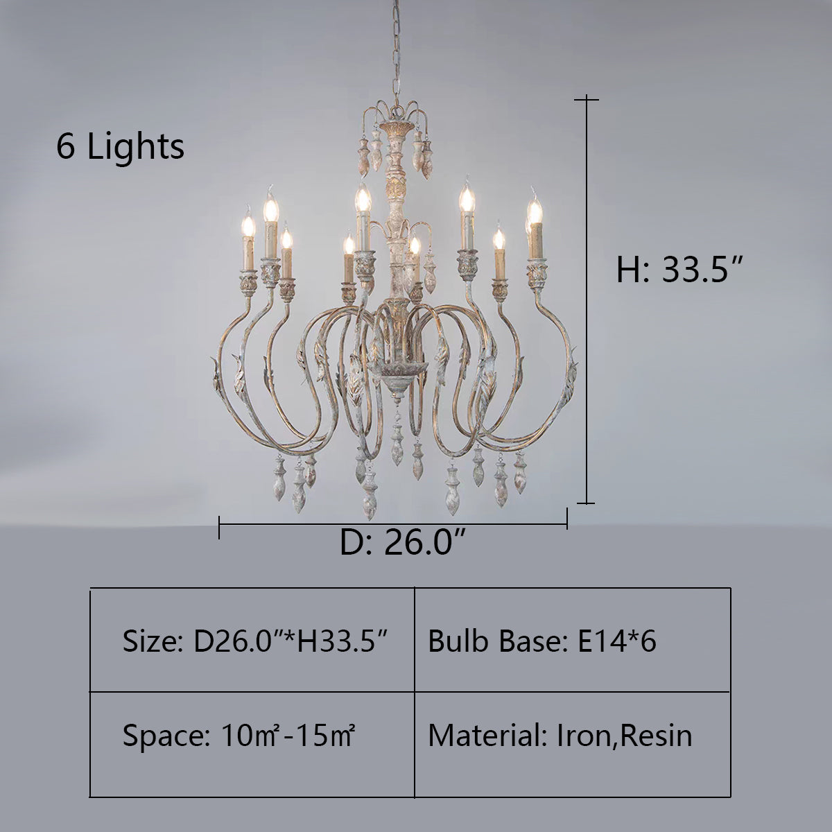 French Vintage Candle Chandelier for Living Room/Bedroom-MEET LIGHTING