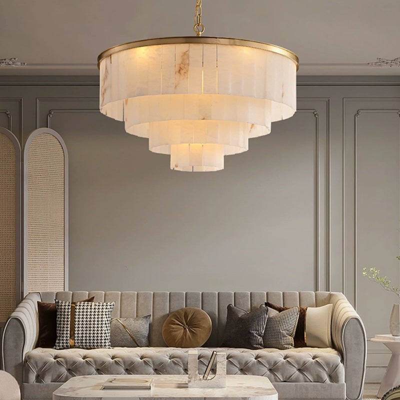 Alabaster Multi-Layer Modern Round Chandelier