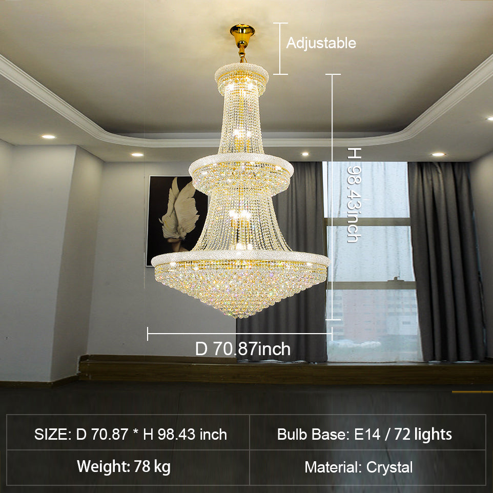 Luxury French Empire Chandelier for Villa Hall Ceiling Three-layers Crystal Light for Hotel Lobby-MEET LIGHTING