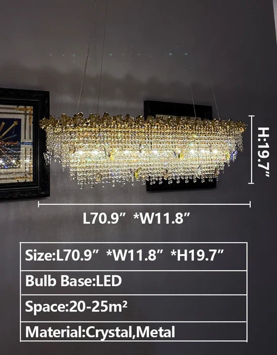 New Modern Luxury Rectangle Art Design Butterfly Crystal Chandelier for Kitchen Island/Dining Area-MEET LIGHTING