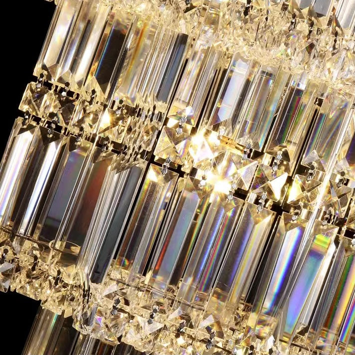 Extra Large Plaza Hall Multi-Tier Crystal Chandelier Foyer Living Room Staircase Ceiling Lighting Fixture In Chrome/ Silver Finish-MEET LIGHTING