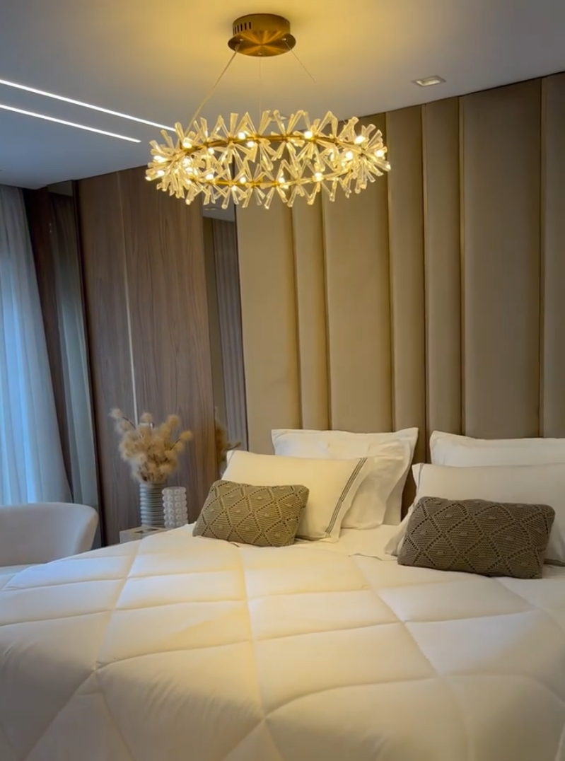 2 Wheel Frozen Ice Crystal Chandelier Light For Living Room Dining Hall-MEET LIGHTING