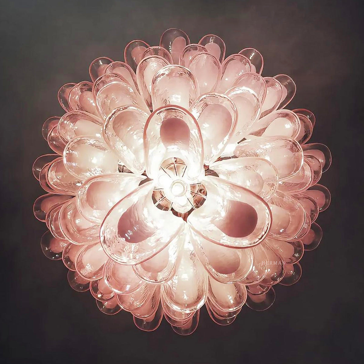 Murano Chandelier – 52 petals – Pink