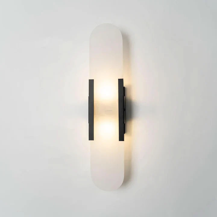 Modern Melange Elongated Alabaster Linear Wall Sconce