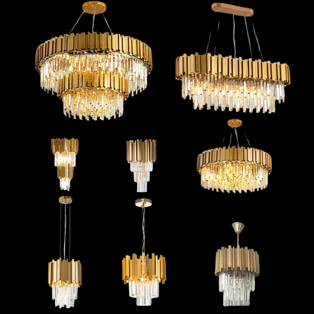 Gold/Silver Round Modern Tiered Metal Crystal Chandelier-MEET LIGHTING