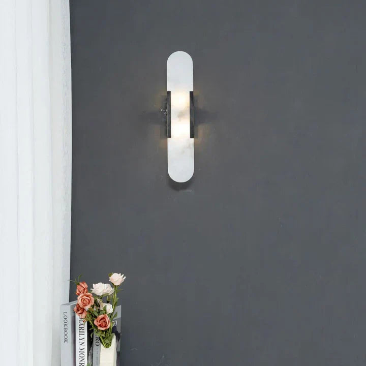 Modern Melange Elongated Alabaster Linear Wall Sconce