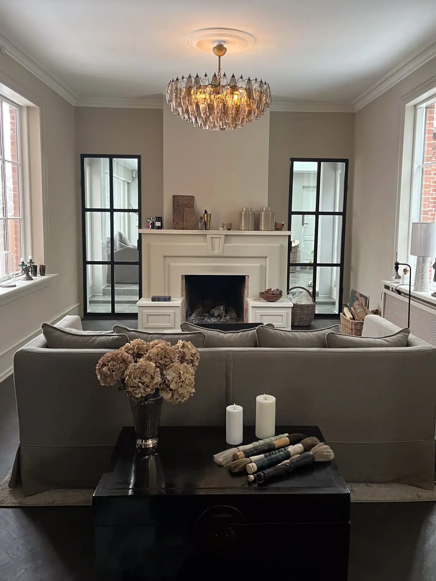 Murano Chandelier – Poliedri – 185 glass – Smoked/Transparent