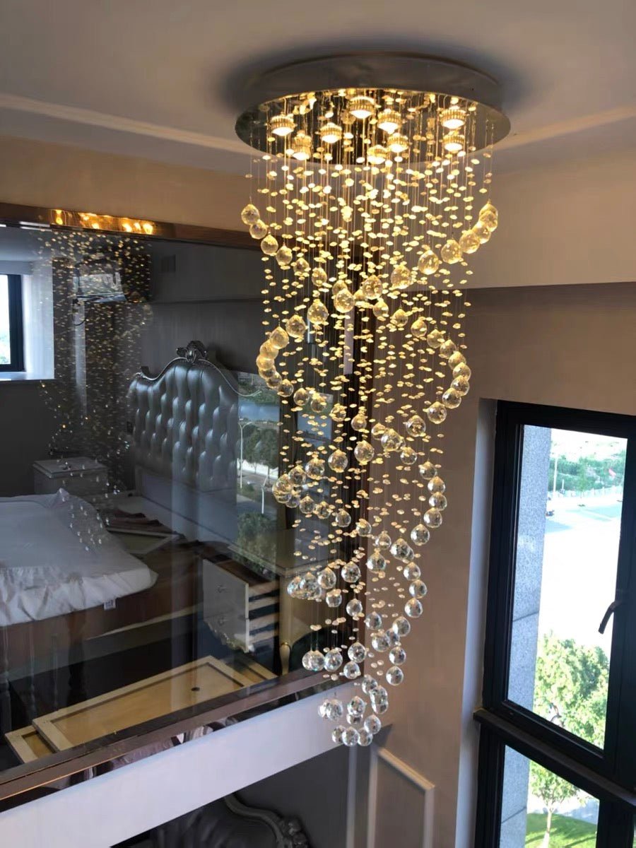New Trend Spiral Crystal Chandelier For Staircase-MEET LIGHTING