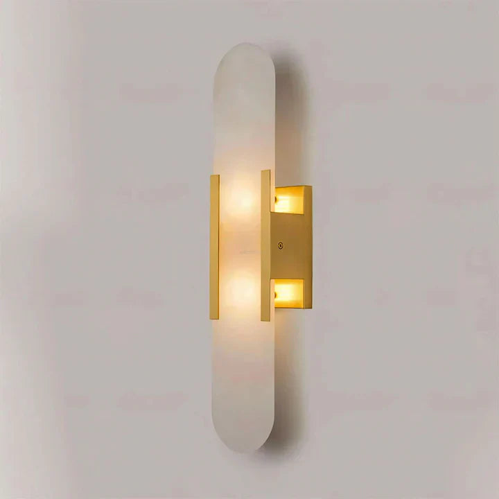 Modern Melange Elongated Alabaster Linear Wall Sconce