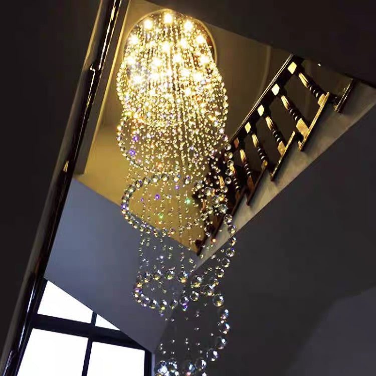 New Trend Spiral Crystal Chandelier For Staircase-MEET LIGHTING
