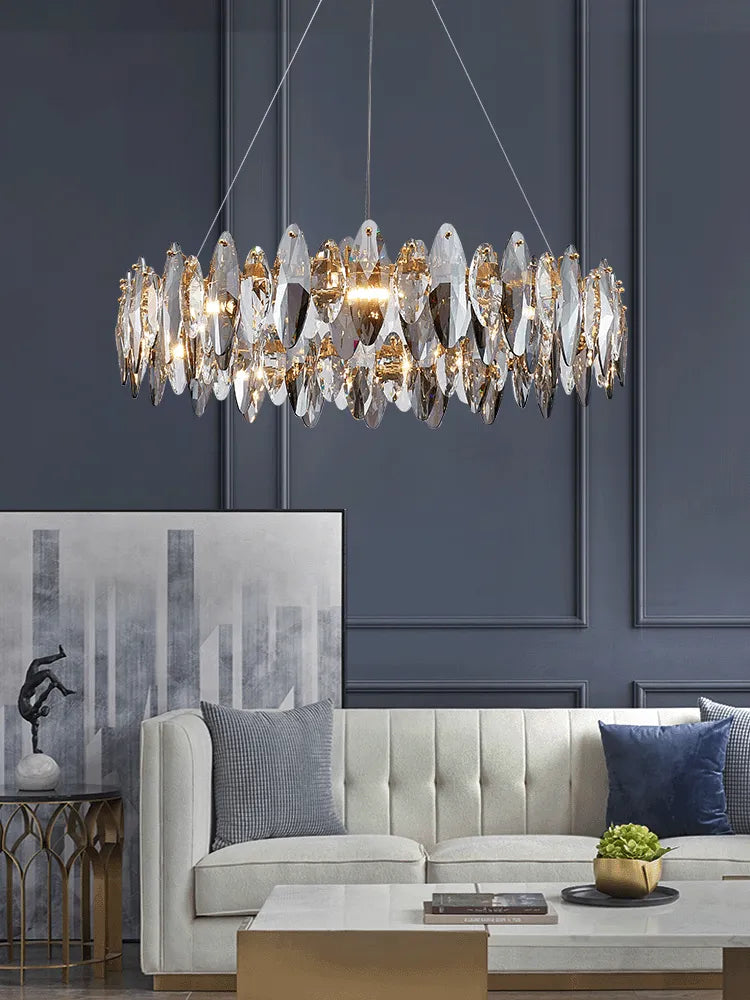 Multi-Sided Crystal Round Chandelier