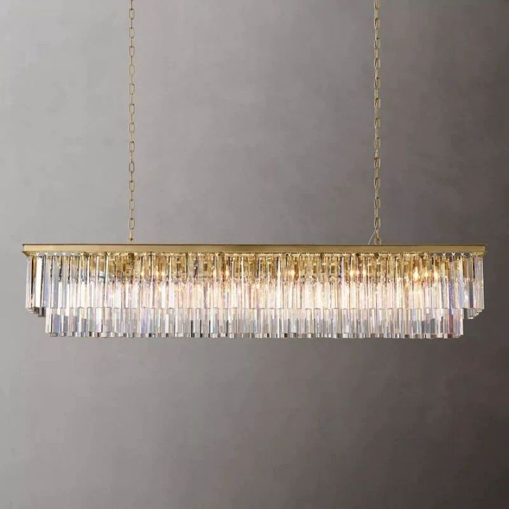 1920s Odeon Crystal Art Deco Rectangular Chandelier 72"