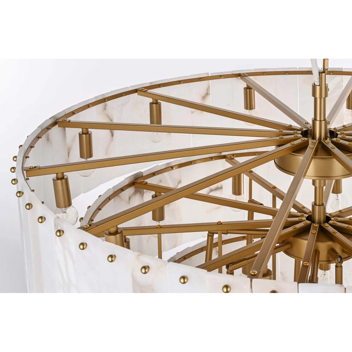 Intisar 40 inch Alabaster Chandelier in Satin Gold