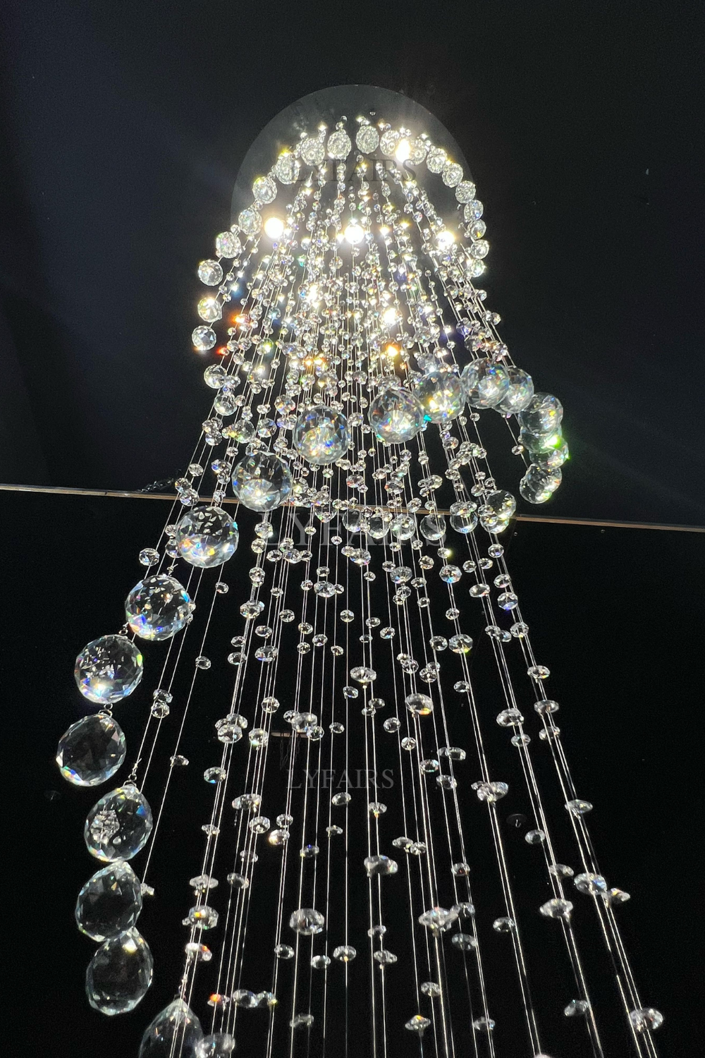 Extra Large Modern Spiral Raindrop Crystal Chandelier For Entryway-MEET LIGHTING