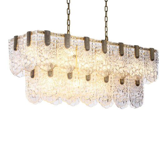 Jacques Brass Crystal Rectangle Chandelier