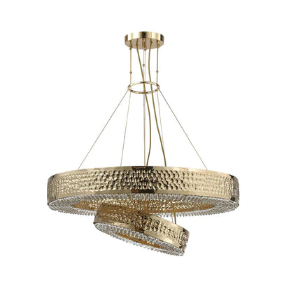 Ambrosi 2-Tier Round Brass Crystal Ring Chandelier