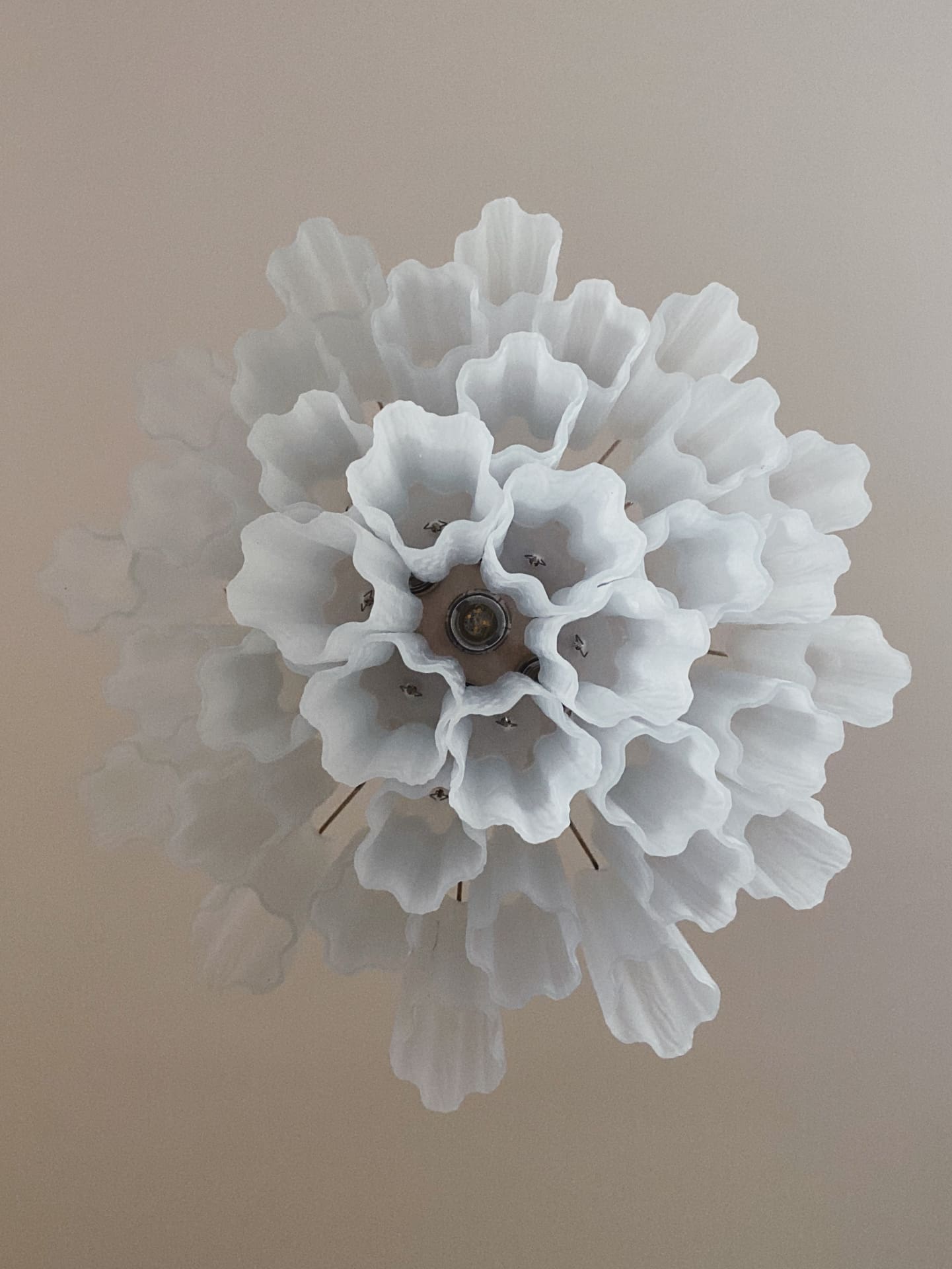 Matte White 36-Tube Murano Glass Chandelier