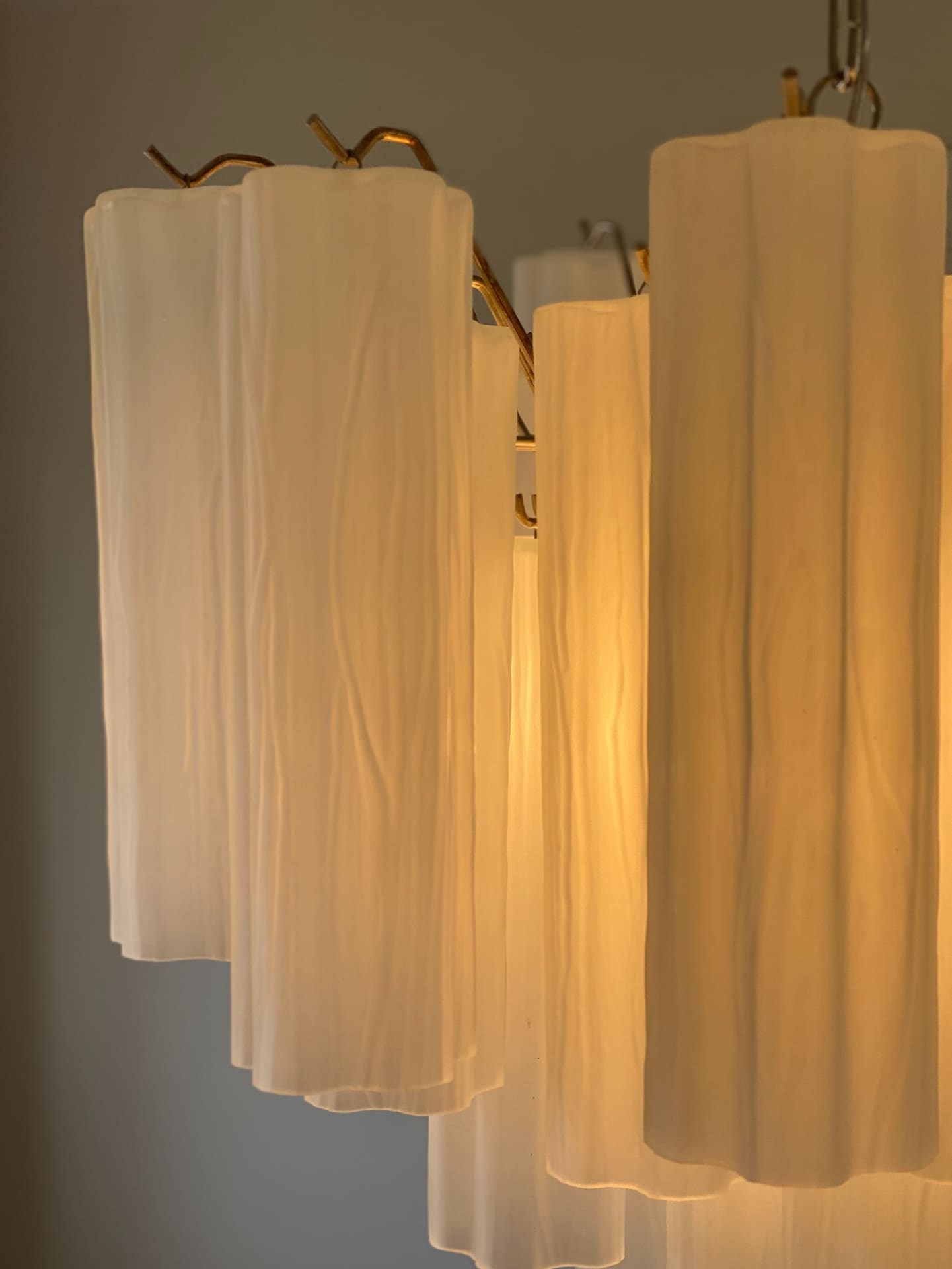 Matte White 36-Tube Murano Glass Chandelier