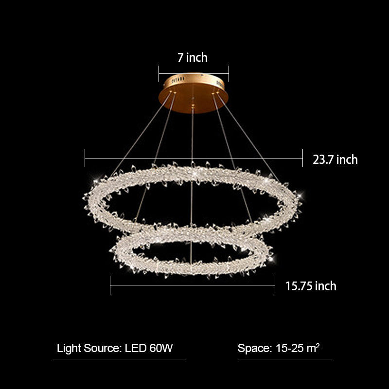 Modern 3-Ring Halo Crystal Chandelier for Living Room/Bedroom-MEET LIGHTING
