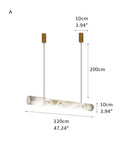 LED Linear Creative white Alabaster large copper Chandelier with straight/curved shape