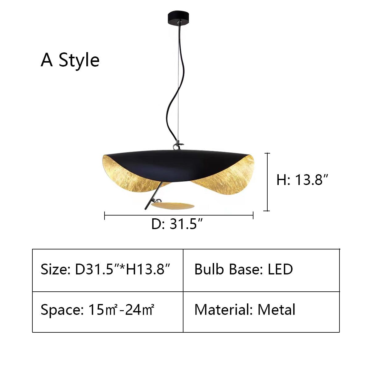 Designer Model Modern Art Hat Shape Gold Leaf Pendant Chandelier for Living/Dining Room-MEET LIGHTING